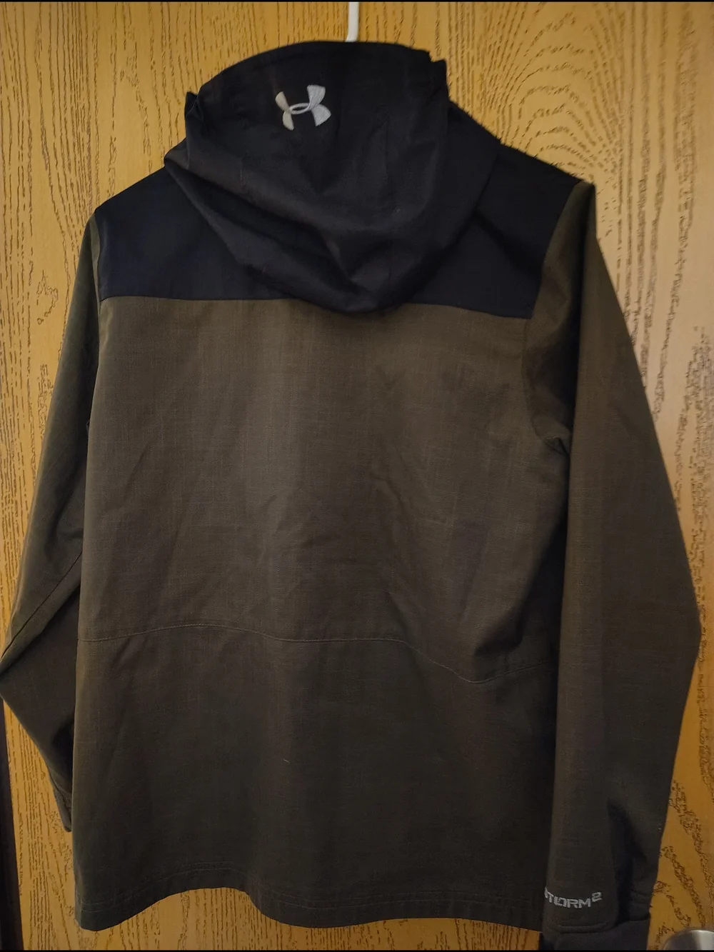 Under Armour Hooded Two-Tone Rain Jacket - Olive Green & Black
